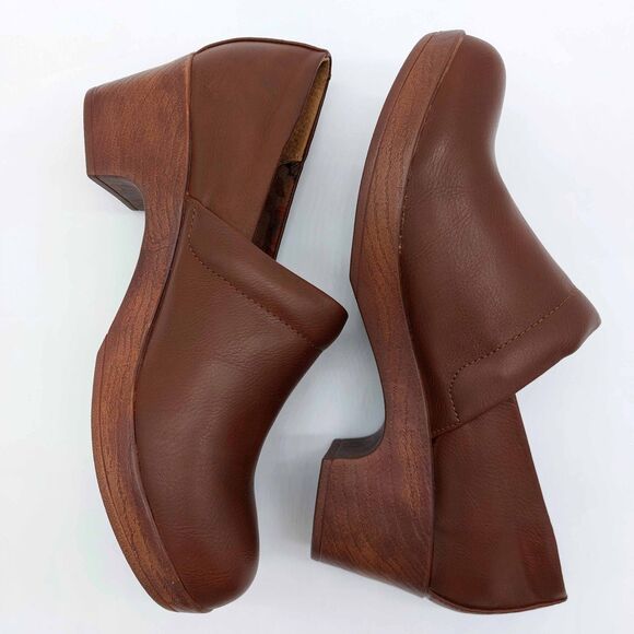 BOC Born Concepts Brown Slip-On Clogs Size 10M Faux Leather Comfort Heel Shoes - Picture 7 of 10